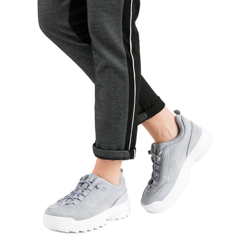 Sneakersy Na Platformie szare 1