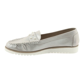 Sergio Leone Damskie mokasyny zdobione perłami kolor perlisty beż białe 2