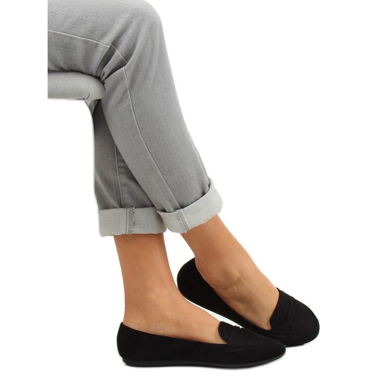 Baleriny mokasyny czarne JM6655Q Negro 2