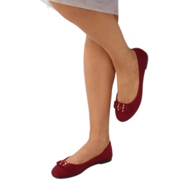 Baleriny damskie bordowe JM3553J Burdeo czerwone 1