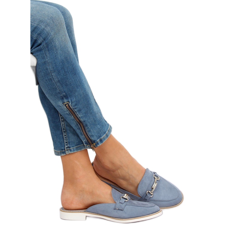 Klapki mokasyny niebieskie F9375 Blue 1