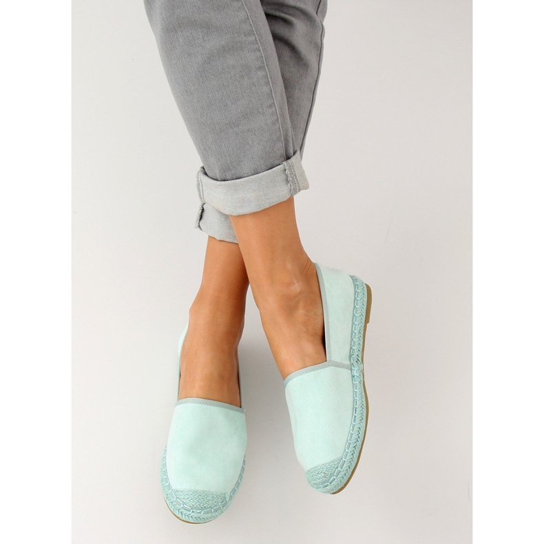 Espadryle zamszowe miętowe AF40 LT.GREEN zielone wielokolorowe 1