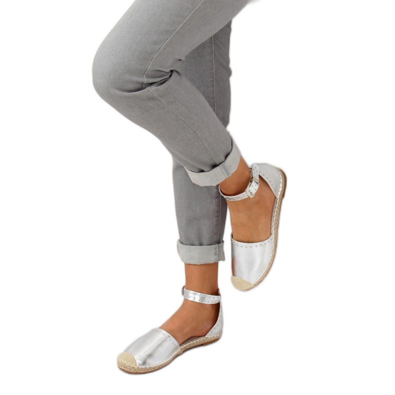 Espadryle metaliczne srebrne CF-1K215 Silver szare 1