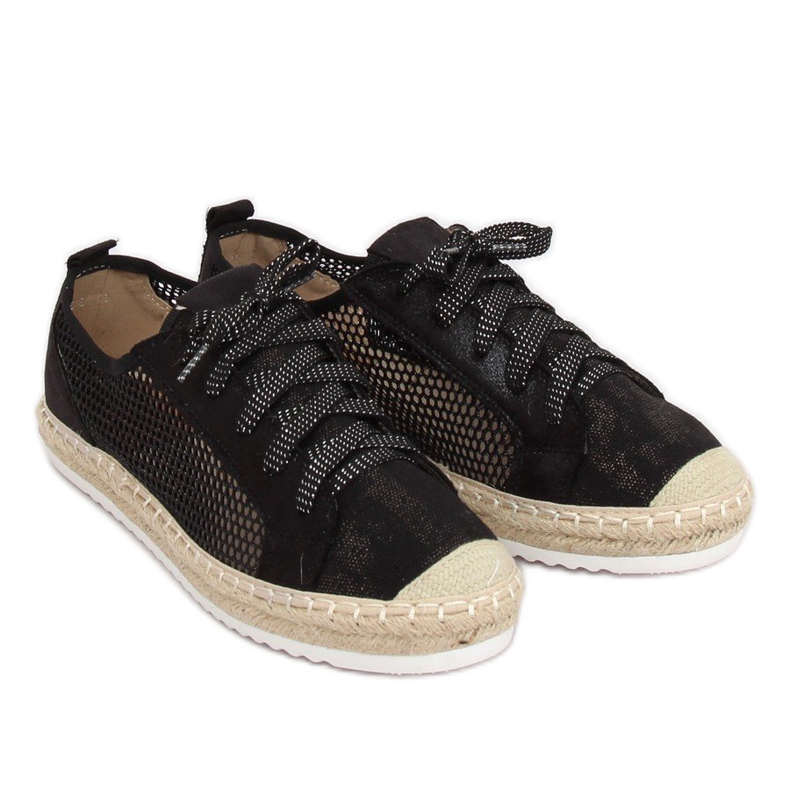 Espadryle sznurowane czarne B752S-BL Black 1