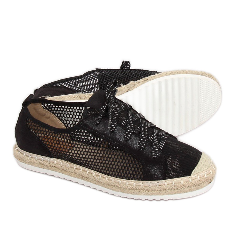 Espadryle sznurowane czarne B752S-BL Black 2