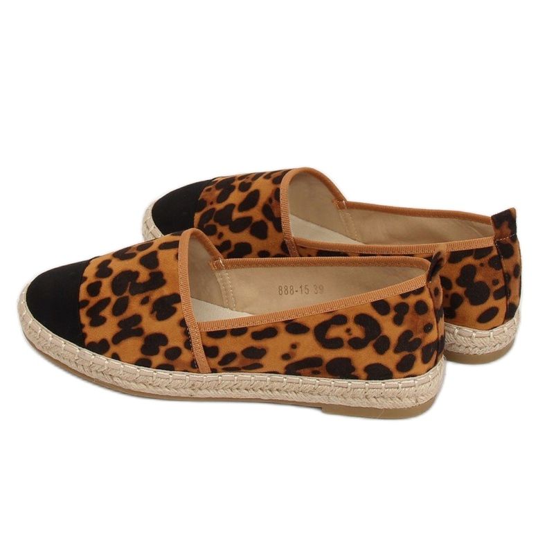 Espadryle damskie 888-15 Leopard czarne brązowe wielokolorowe 1