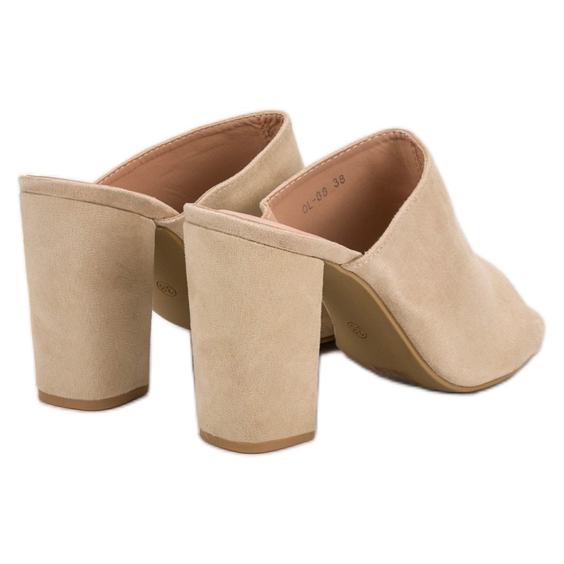 Laura Mode Zamszowe Klapki Na Słupku brązowe 1