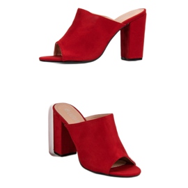 Laura Mode Zamszowe Klapki Na Słupku czerwone 2