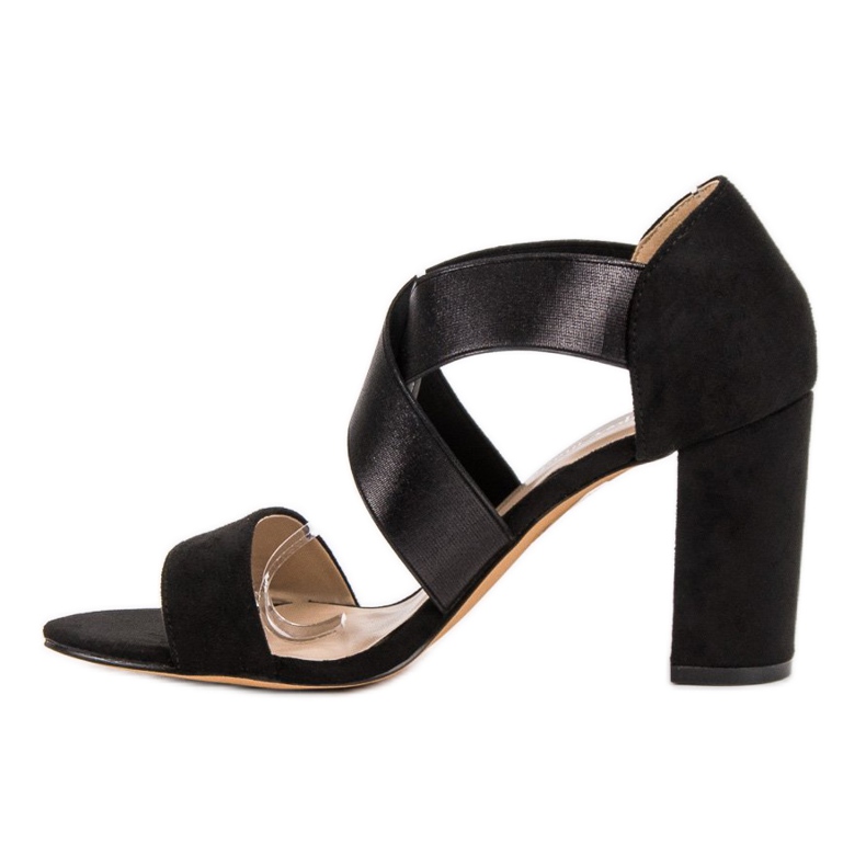 Super Mode Czarne Sandały Na Obcasie 1