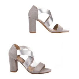 Super Mode Szare Sandały Na Obcasie 1