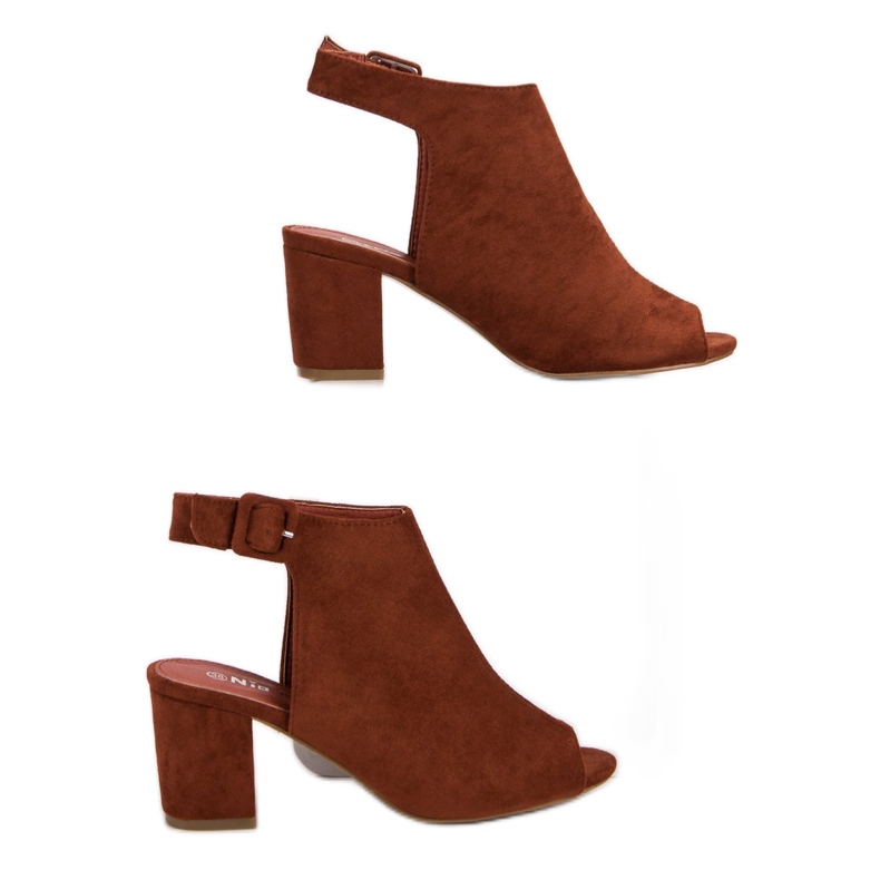 Nio Nio Zabudowane Sandały Na Słupku brązowe 2