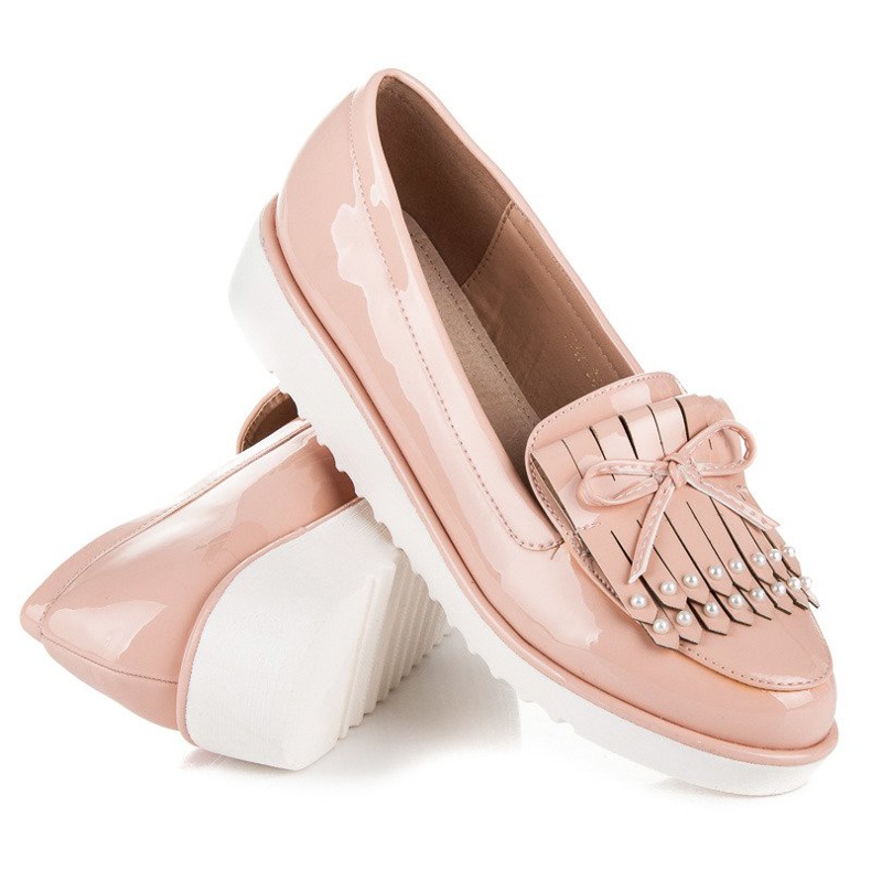 Pudrowe Lakierowane Półbuty VICES różowe 1