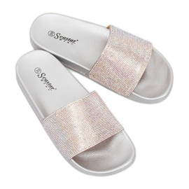 Klapki z cyrkoniami srebrne BG21P Silver szare 1