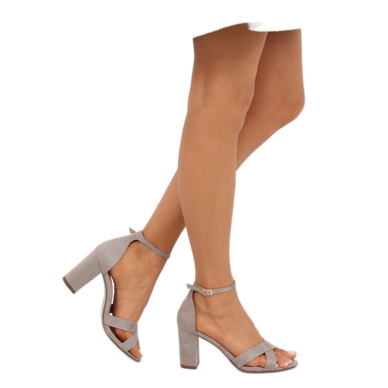 Sandałki na słupku szare NF-40P Grey 1