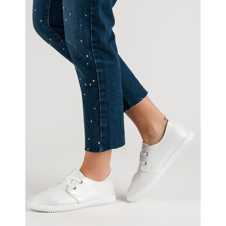 Super Mode Klasyczne Białe Półbuty 1