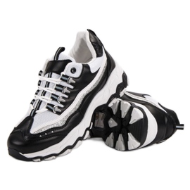 Sneakersy Z Brokatem białe czarne 3