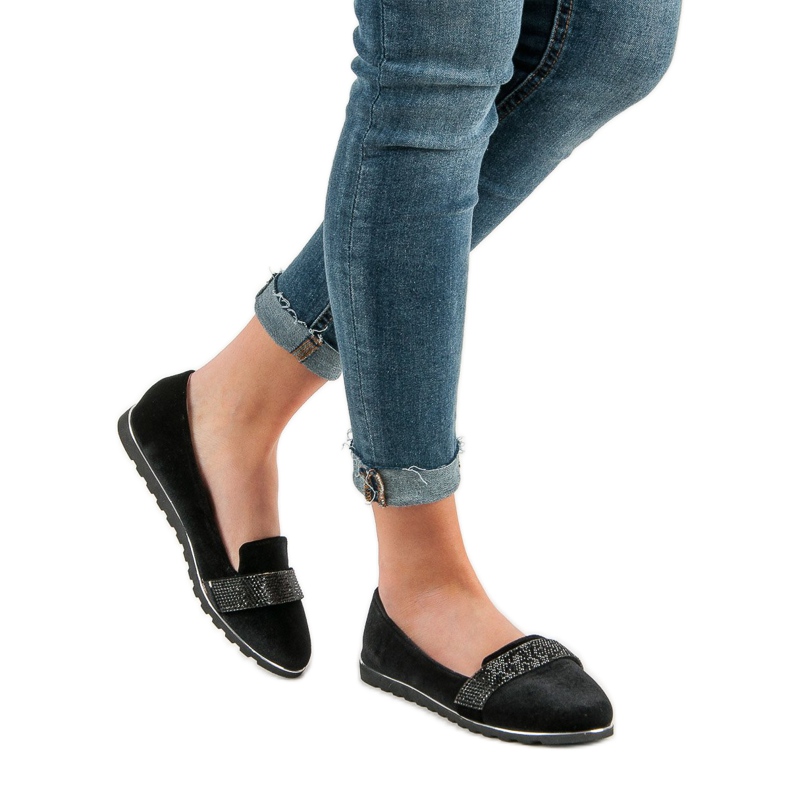 Welurowe Baleriny czarne 1