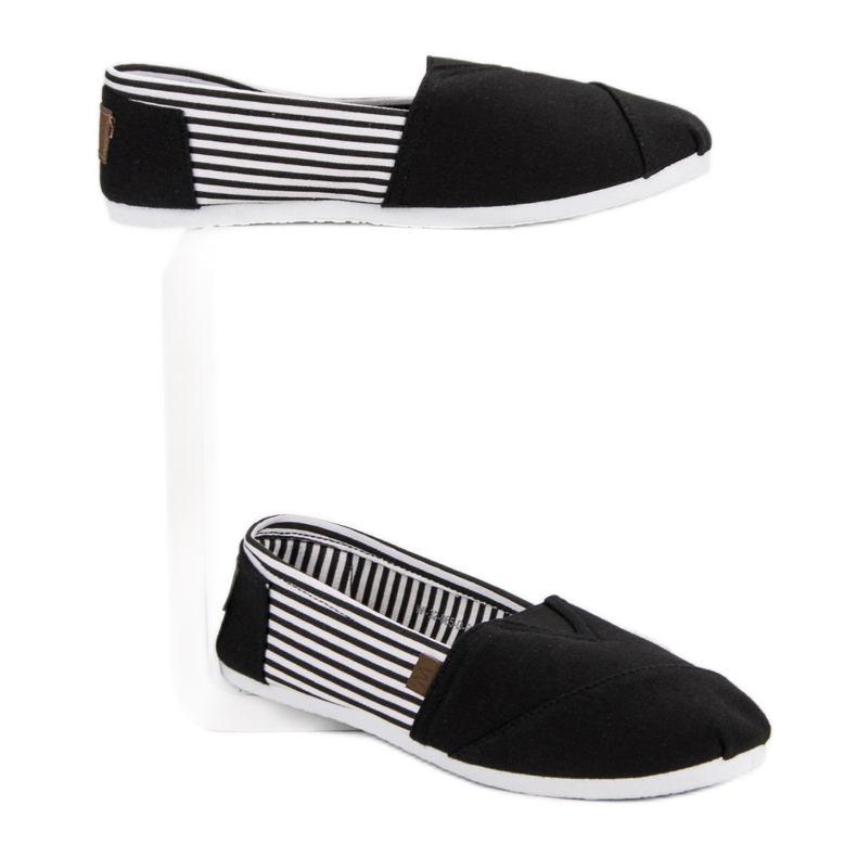 Lekkie Trampki Slip On białe czarne 2