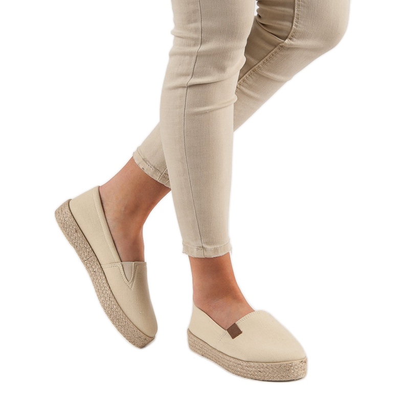 Beżowe Espadryle Slip On beżowy 2