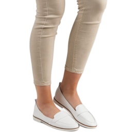 Mazaro Białe Skórzane Mokasyny 1