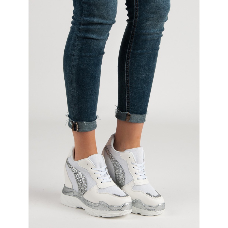 Białe Sneakersy Z Brokatem VICES 1