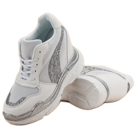 Białe Sneakersy Z Brokatem VICES 5
