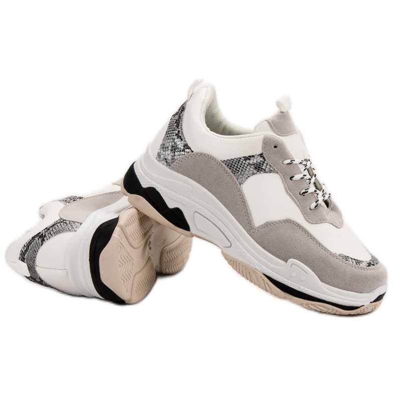 Białe Sneakersy Ze Wzorem czarne brązowe 1