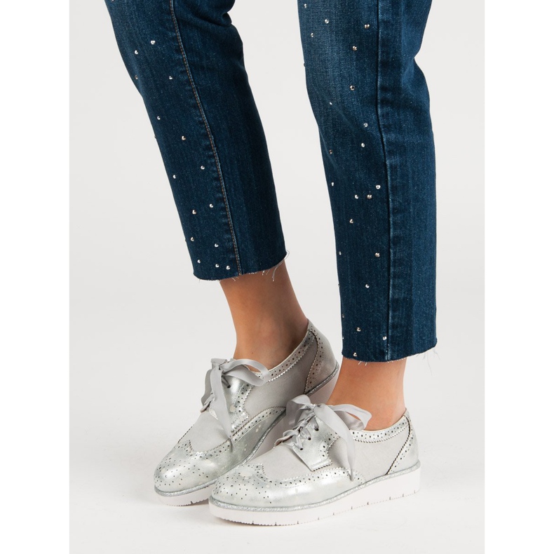 Vices Półbuty Wiązane Wstążką szare 1