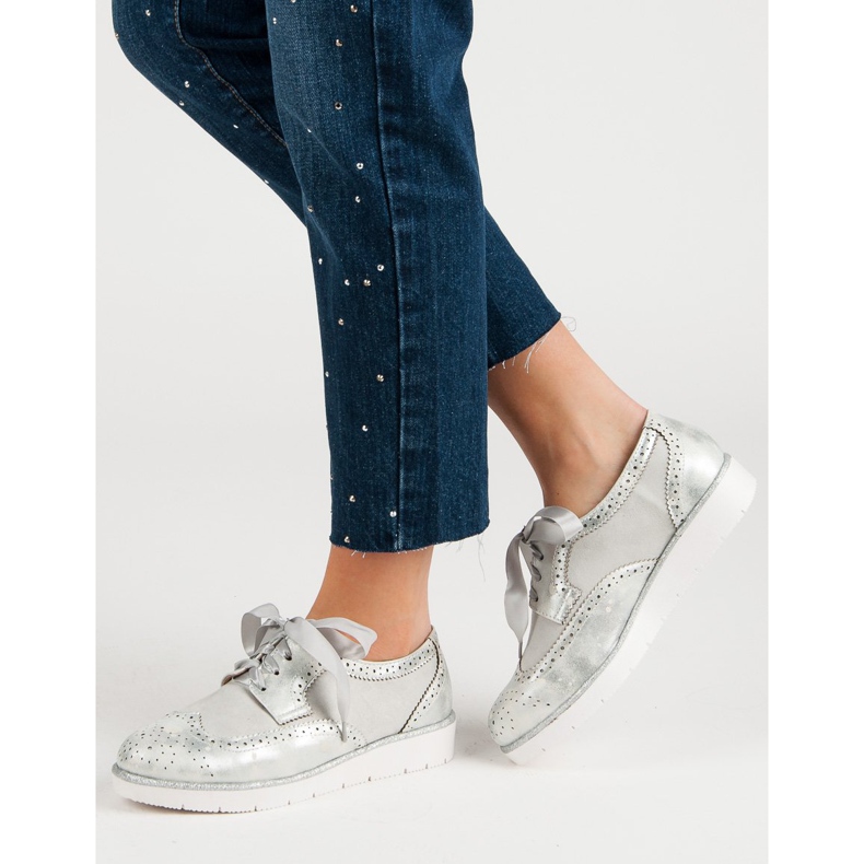 Vices Półbuty Wiązane Wstążką szare 2