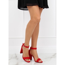 Sandałki na słupku czerwone 369-18 Red 2