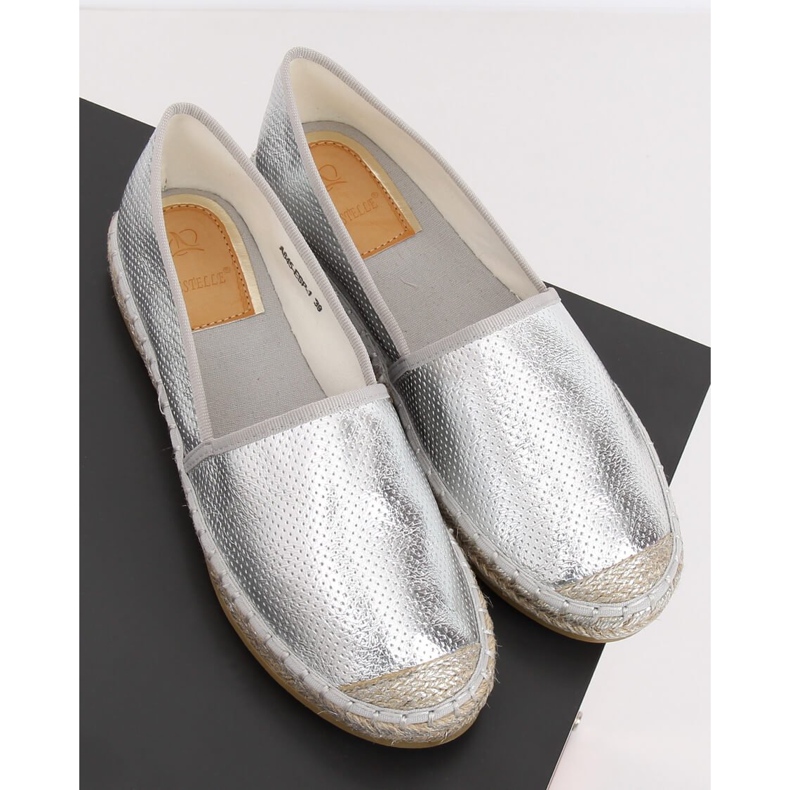 Espadryle metaliczne srebrne A645-ESP-1 Silver szare 2