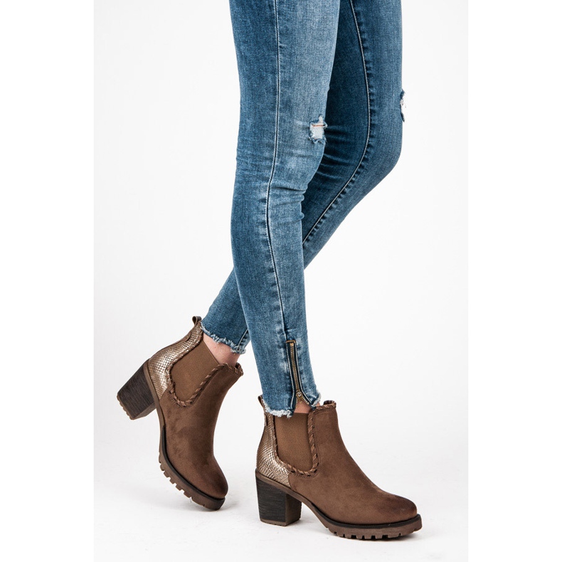 Super Me Stylowe Botki brązowe 2