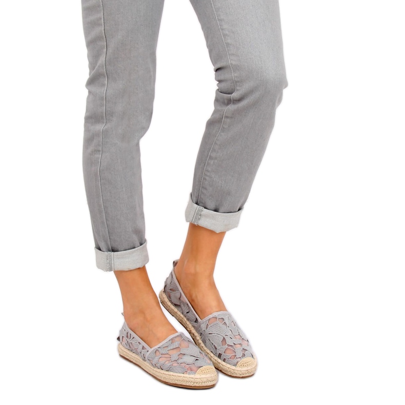 Espadryle ażurowe szare 68-130 Grey 1
