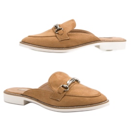 Eleganckie Klapki Damskie brązowe 1