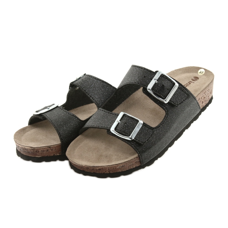 Klapki damskie czarne Inblu NM013 z drobinkami srebra 3