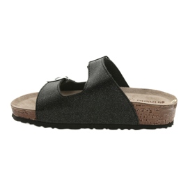 Klapki damskie czarne Inblu NM013 z drobinkami srebra 2