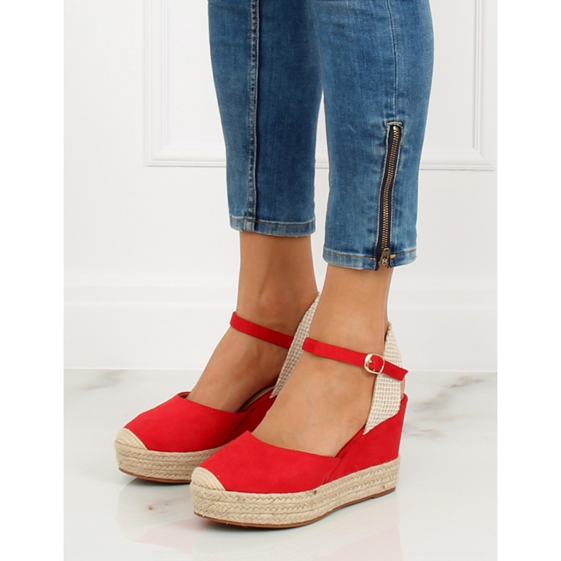 Espadryle na koturnie czerwone T331P Red II-GAT 2