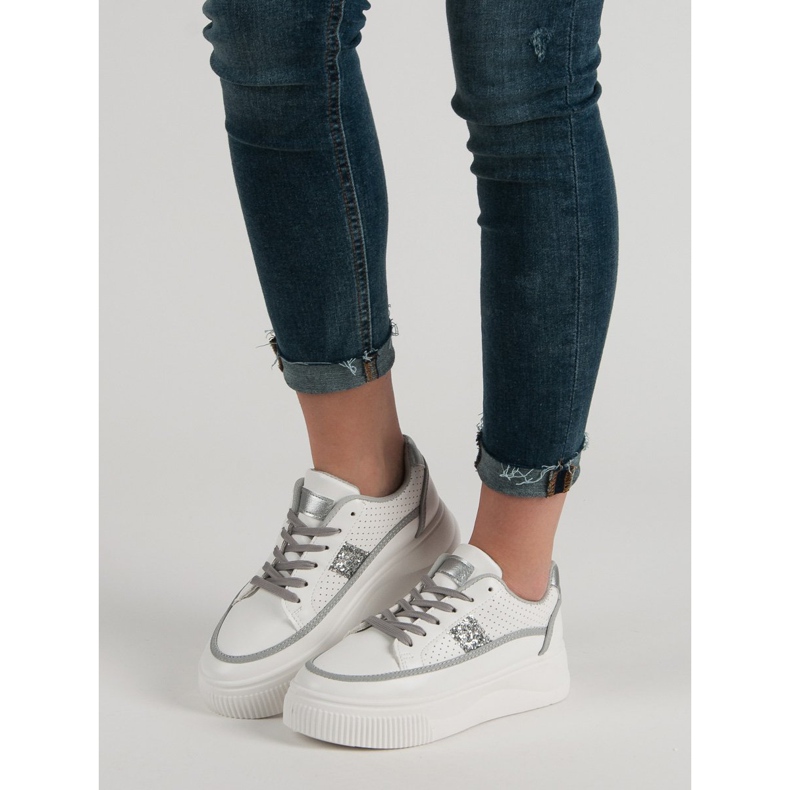 Białe Creepersy Z Brokatem 2