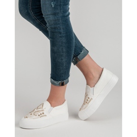 J. Star Białe Slipony Z Dżetami 2