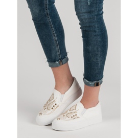 J. Star Białe Slipony Z Dżetami 1