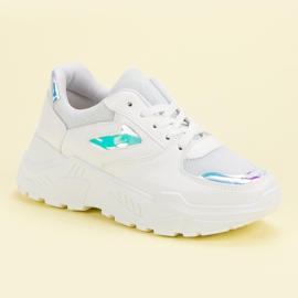 Białe Sneakersy Z Efektem Holo 6