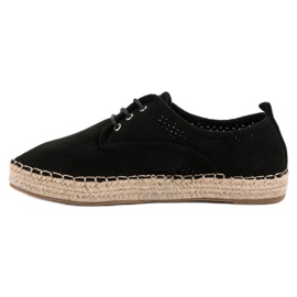 Ideal Shoes Sznurowane Espadryle czarne 1