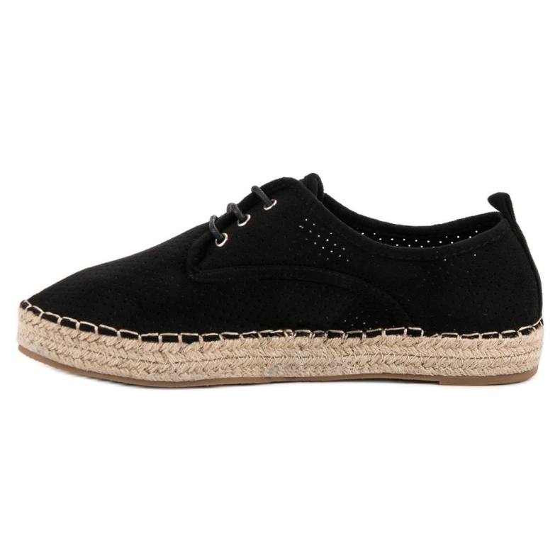 Ideal Shoes Sznurowane Espadryle czarne 1