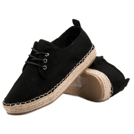 Ideal Shoes Sznurowane Espadryle czarne 6