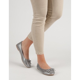 Evento Srebrne Baleriny Z Kokardką szare 2