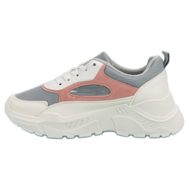 Sneakersy Na Platformie białe szare różowe 1
