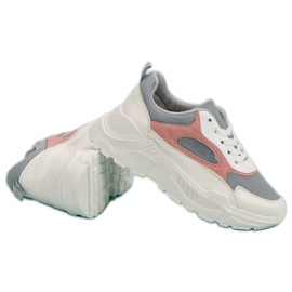 Sneakersy Na Platformie białe szare różowe 2