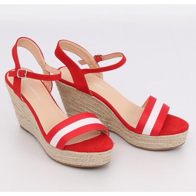 Espadryle na koturnie czerwone 9072 Red 1