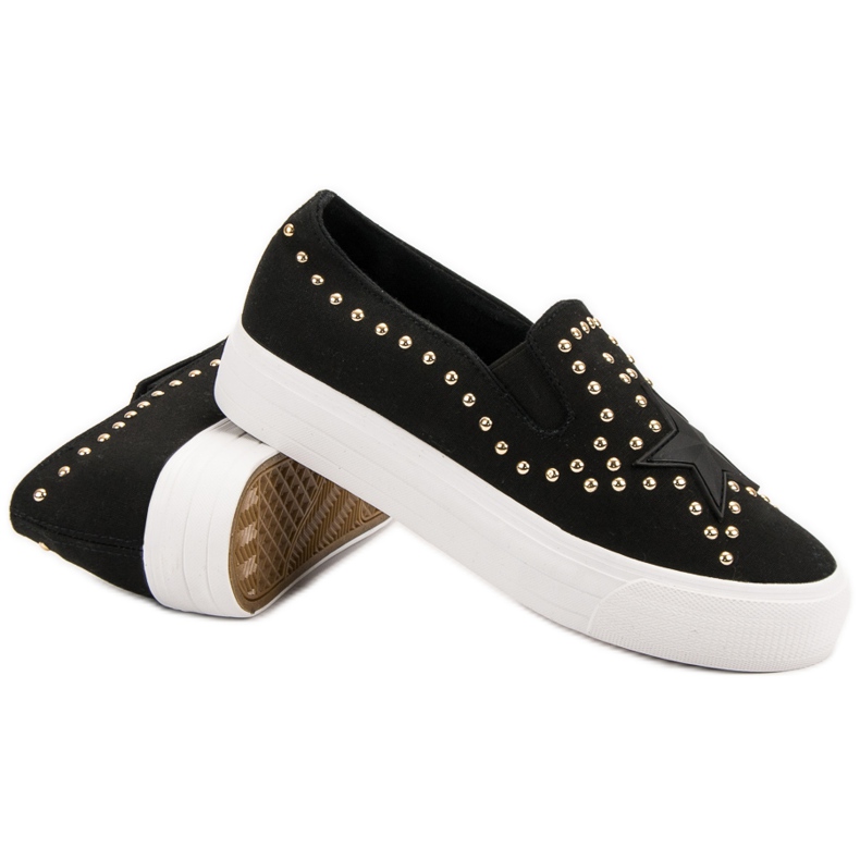 J. Star Trampki Slip On Z Gwiazdką czarne 1