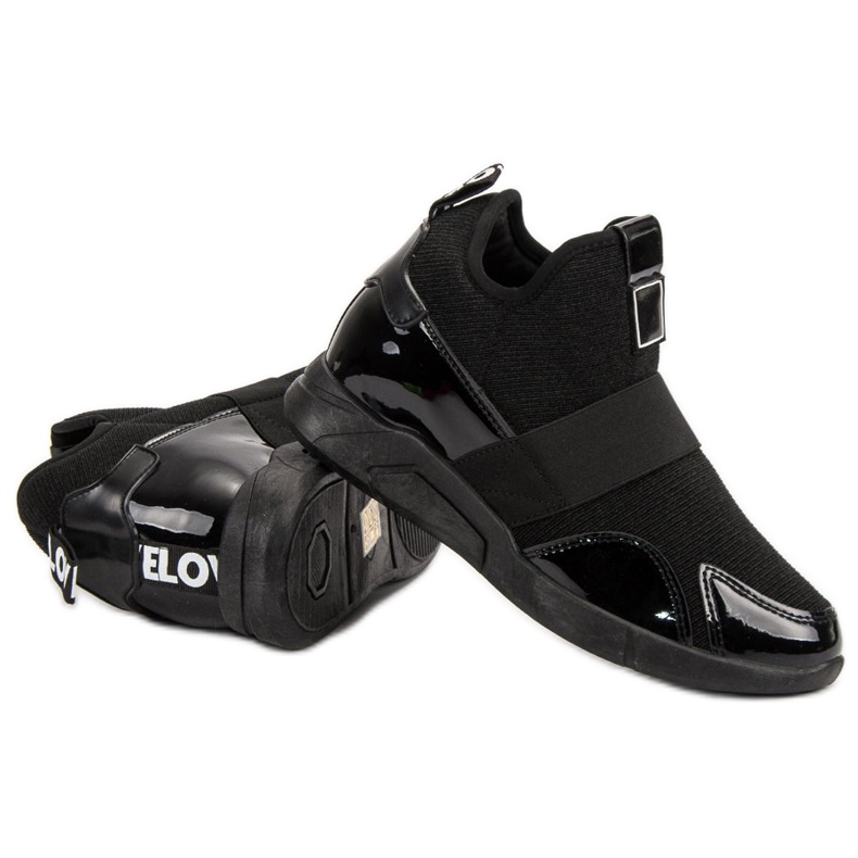 Wsuwane Sneakersy Na Koturnie czarne 1